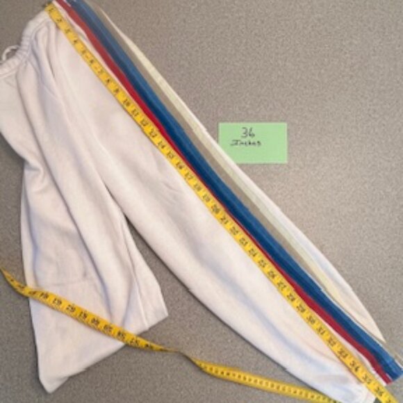 Aviator Nation White Sweatpants Rainbow Logo Stripe Detail Joggers Womens Size L - Picture 5 of 9